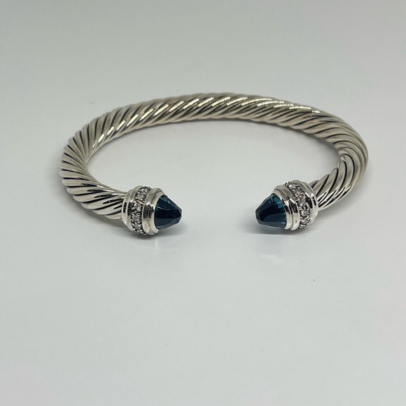 David Yurman Jewelry - David Yurman Bracelet Sterling Silver with Hampton Blue Topaz and Diamonds, 7mm